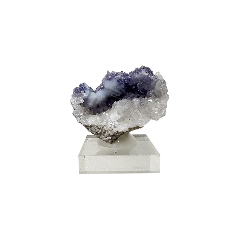 Géode de Calcédoine et Fluorite - Pièce unique - 202410_62