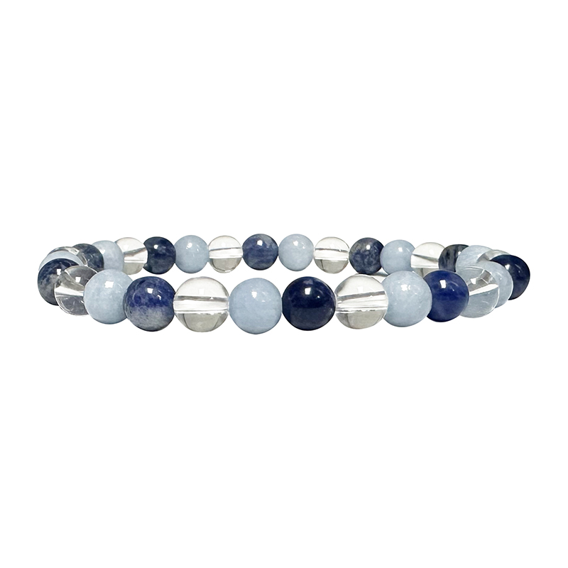 Bracelet Sodalite Cristal de Roche Angelite - 6 mm