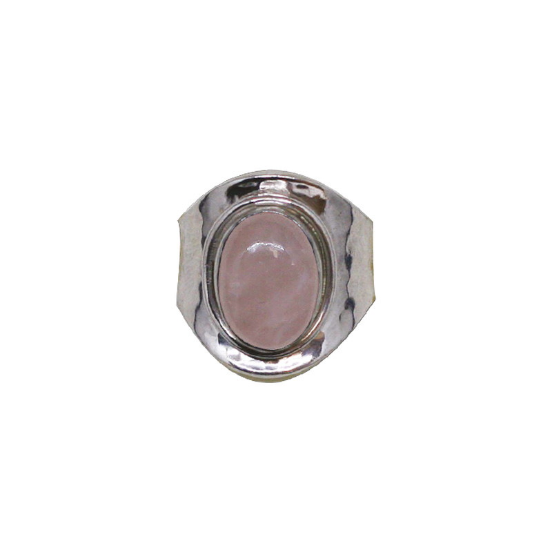 Bague Réglable Quartz Rose et Argent 0.925 Rhodié  - La pièce