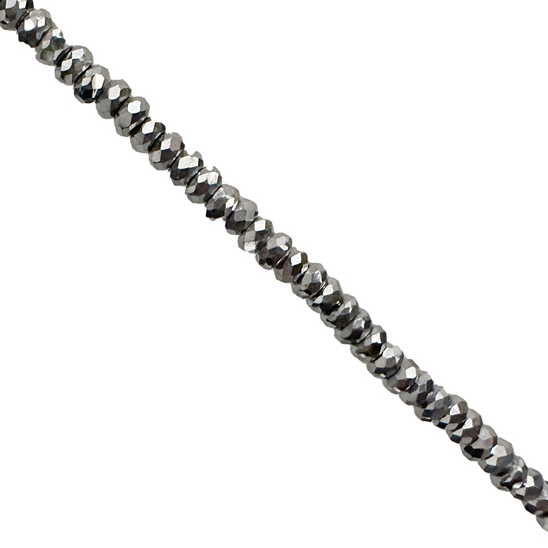 Fil 39 cm perles facettées Hématite Galvanisée Argentée