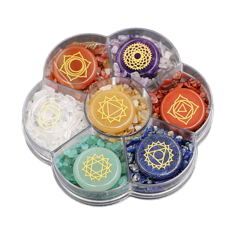 Set de 7 chakras pierres plates et grains