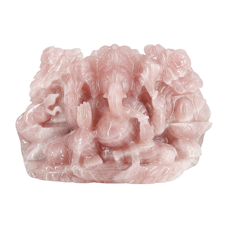 Ganesh en Quartz rose - Pièce unique - 202502_103