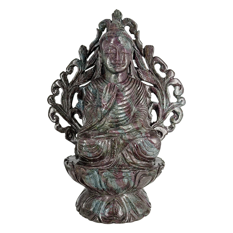 Bouddha en Rubis Cyanite - Pièce unique - 202502_105