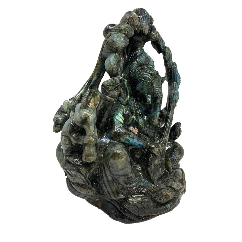 Statuette Ganesh Labradorite - Pièce unique - 201912_06