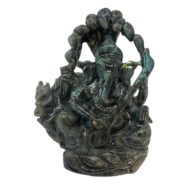 Statuette Ganesh Labradorite - Pièce unique - 201912_06